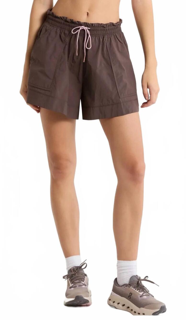NEW FREE PEOPLE women's horizon drawstring short in chocolate